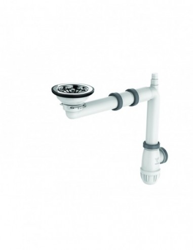 396400 000 00  Комплектное оборудование Elipso для мойки 1 чаша Д. 90 мм, регулируемая, выход Д. 40 мм, встроенные прокладки Valentin Хром  - Вид №1