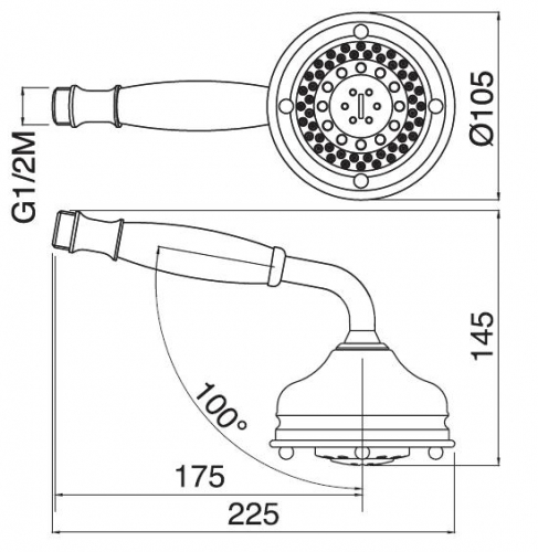 Ручной душ MIGLIORE Ricambi ML.RIC-33.112.DO - золото  - Вид №1