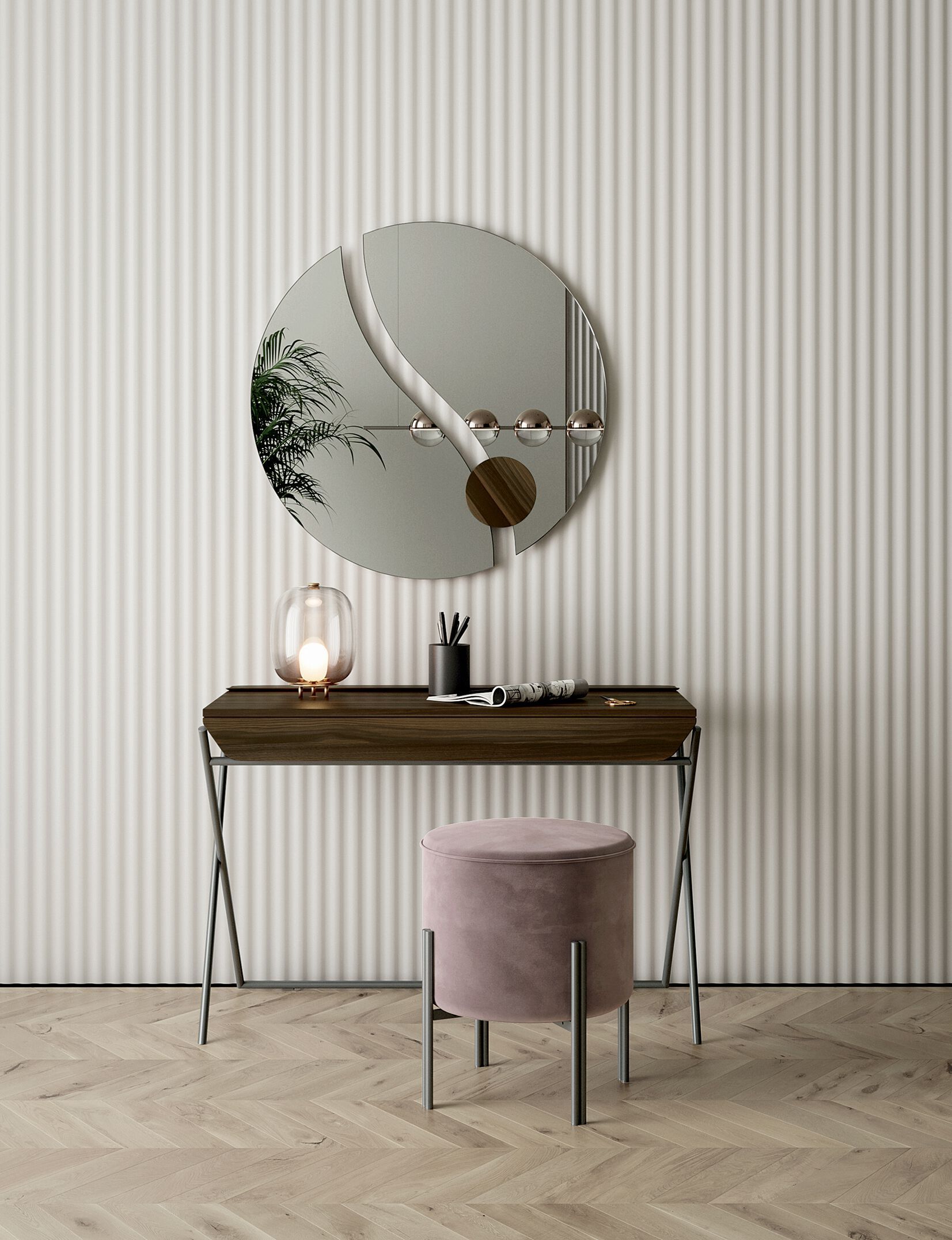 Стальной и деревянный письменный стол с ящиком Bontempi Casa MATISSE ARCH-00030648 - Вид №1