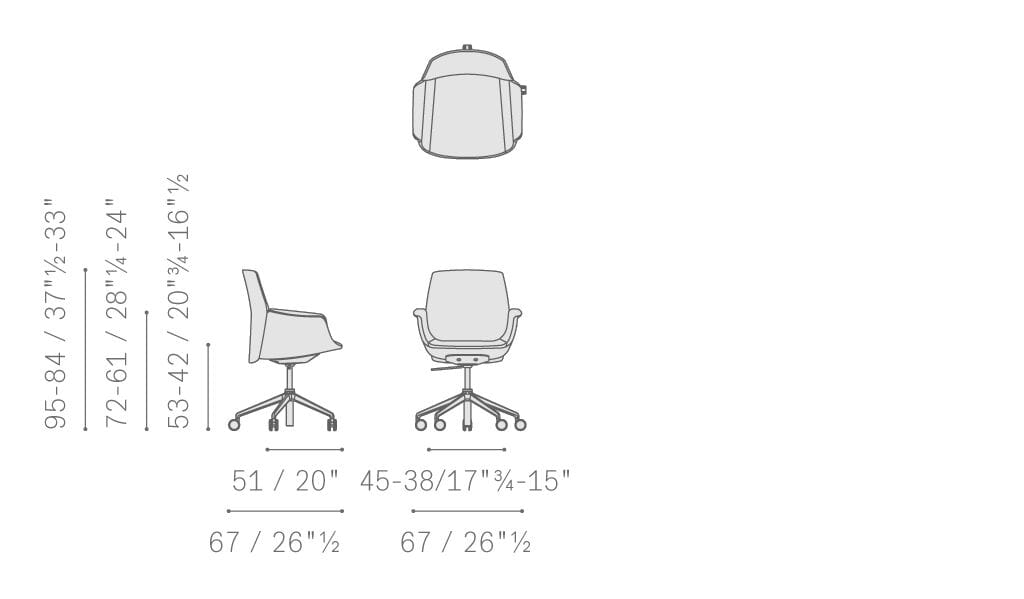5-спицевое кожаное вращающееся офисное кресло с подлокотниками Poltrona Frau офис-конференц-кресла ARCH-00040922 - Вид №3