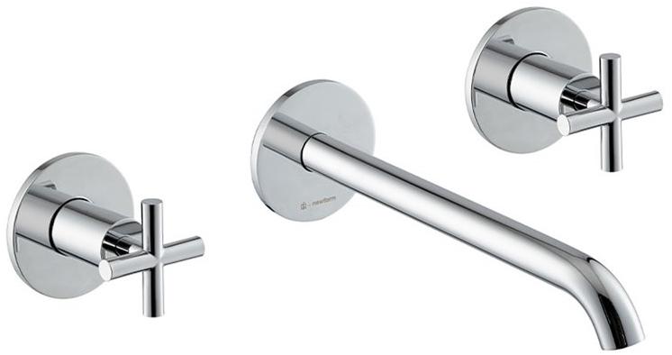 newform Смеситель для умывальника настенный на 3 отверстия без сливного крана Blink sun-id-1502326 - Вид №1