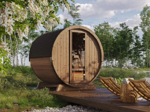 Деревянная сауна на открытом воздухе