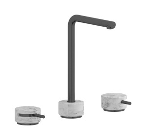 Смеситель для раковины на 3 отверстия с высоким изливом в комплекте с донным клапаном. WE ARE IB mm390cs_1 Brushed Black Chrome Marmo