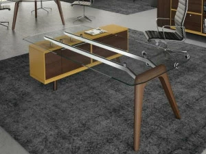 Bralco Рабочий стол из стекла со встроенной полкой Rail