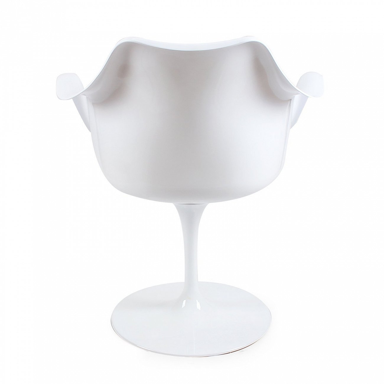 Стул с подлокотниками пластиковый белый с красной подушкой Eero Saarinen Style Tulip Armchair SOHO DESIGN ДИЗАЙНЕРСКИЕ, TULIP 131551 Белый;красный  - Вид №3