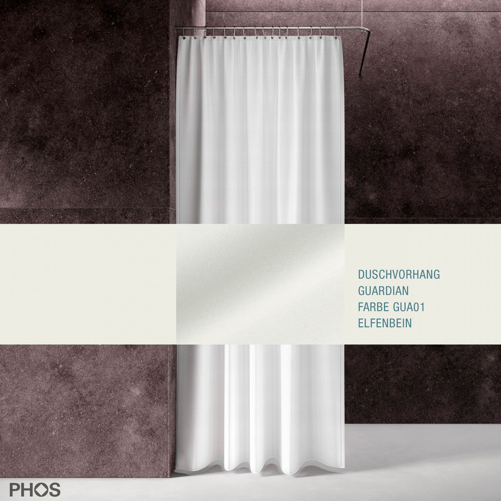 DV-GCS200-280-GUA01 Занавеска для душа Guardian, длина 200 см, ширина 280 см. слоновая кость PHOS 