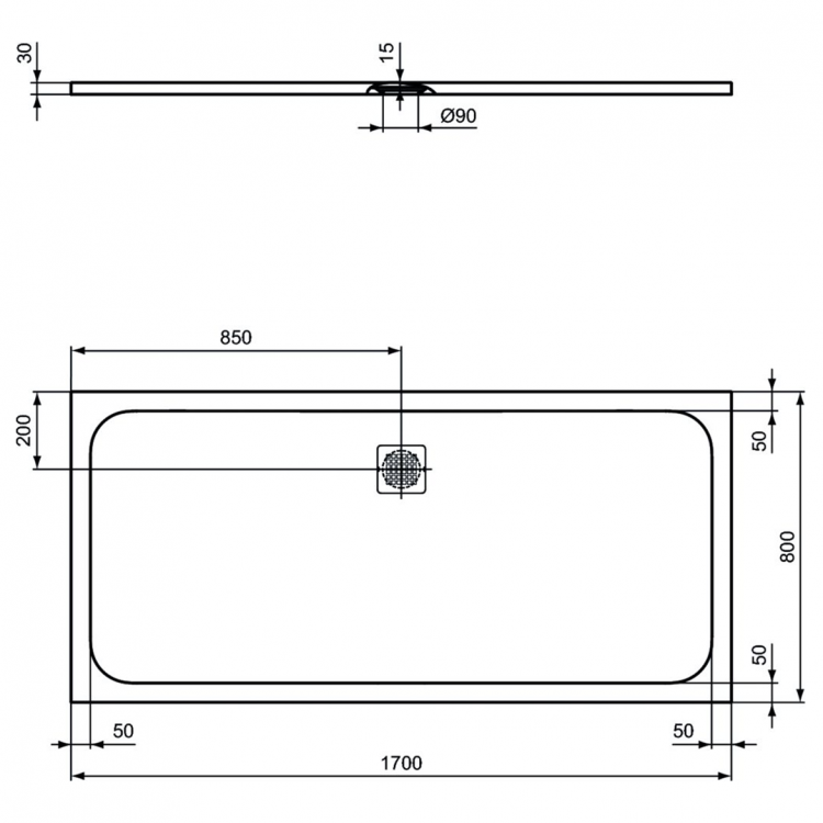 K8284FV Душевой поддон 170х80 см Ideal Standard ULTRAFLAT S  - Вид №2