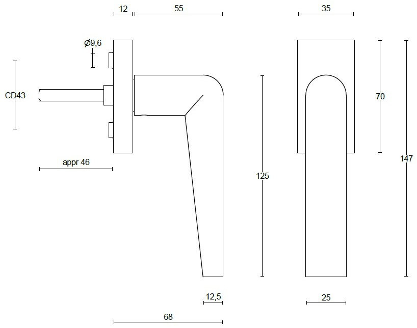 Formani Ручка для откидного окна пвд черный сатин Inc sun-id-1378926 - Вид №3