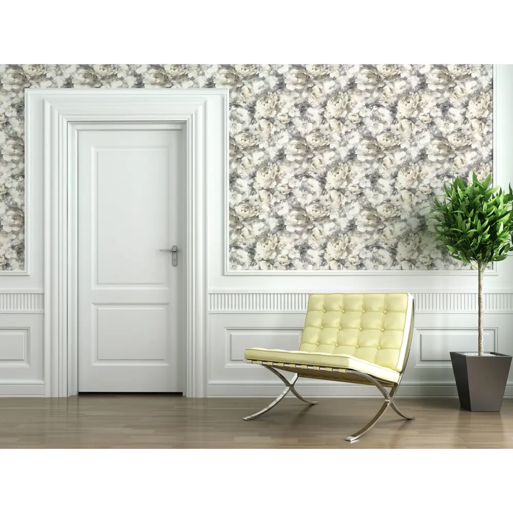 Обои бумажные 0.53х10 м цветы цвет серый ED 1001-1 18017505 STLM-2185711 EURO DECOR Fleur - Вид №2