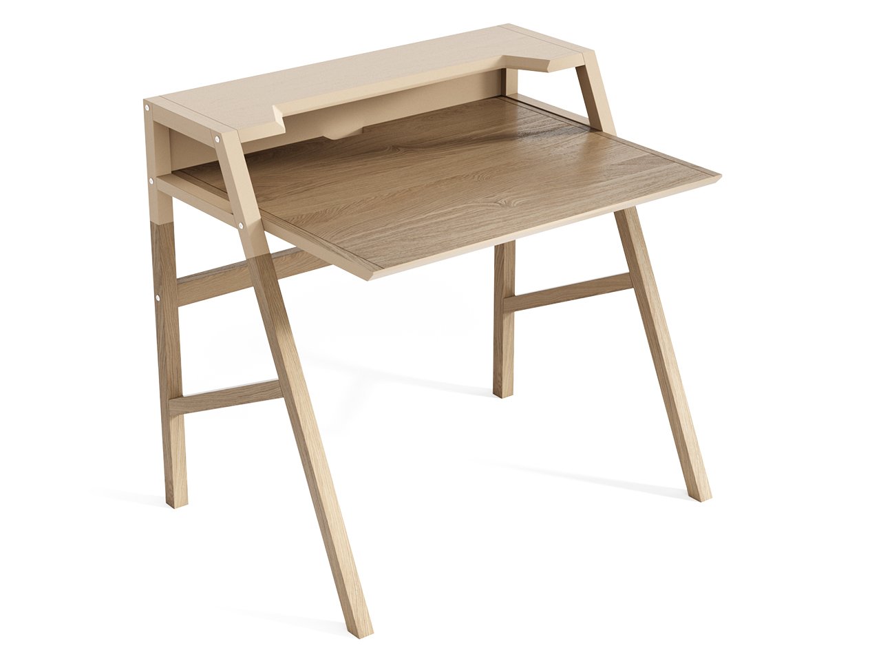Компьютерный стол с полкой деревянный, осветленный дуб Youk THE IDEA  210625 Дуб  - Вид №1