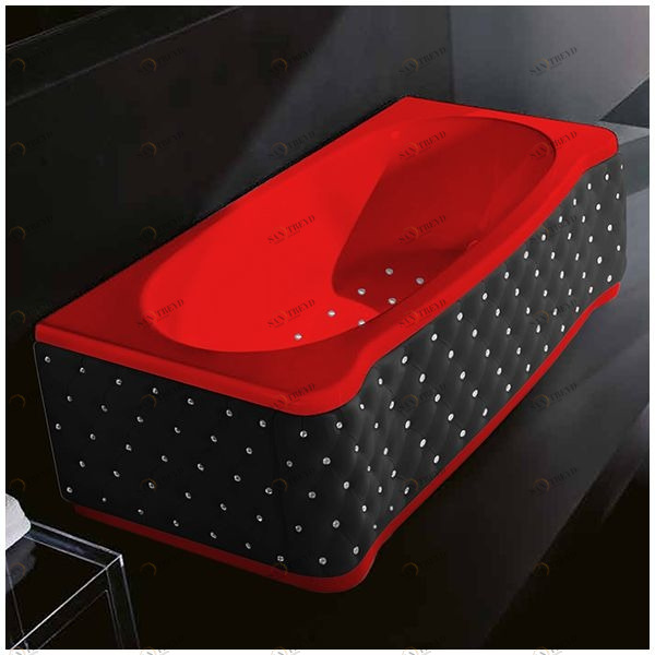 Ванна Gruppo treesse New Classic Young STA-V674C-DX-KCS-K красная с аэромассажем прямоугольная правая чёрная кожа кристаллы сваровски STAV674CDXKCSK