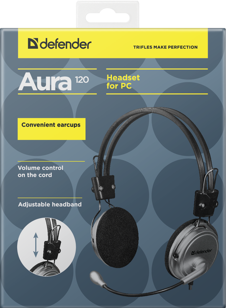 63120 компьютерная гарнитура aura 120 черный, кабель 3 м Defender Santreyd  - Вид №4