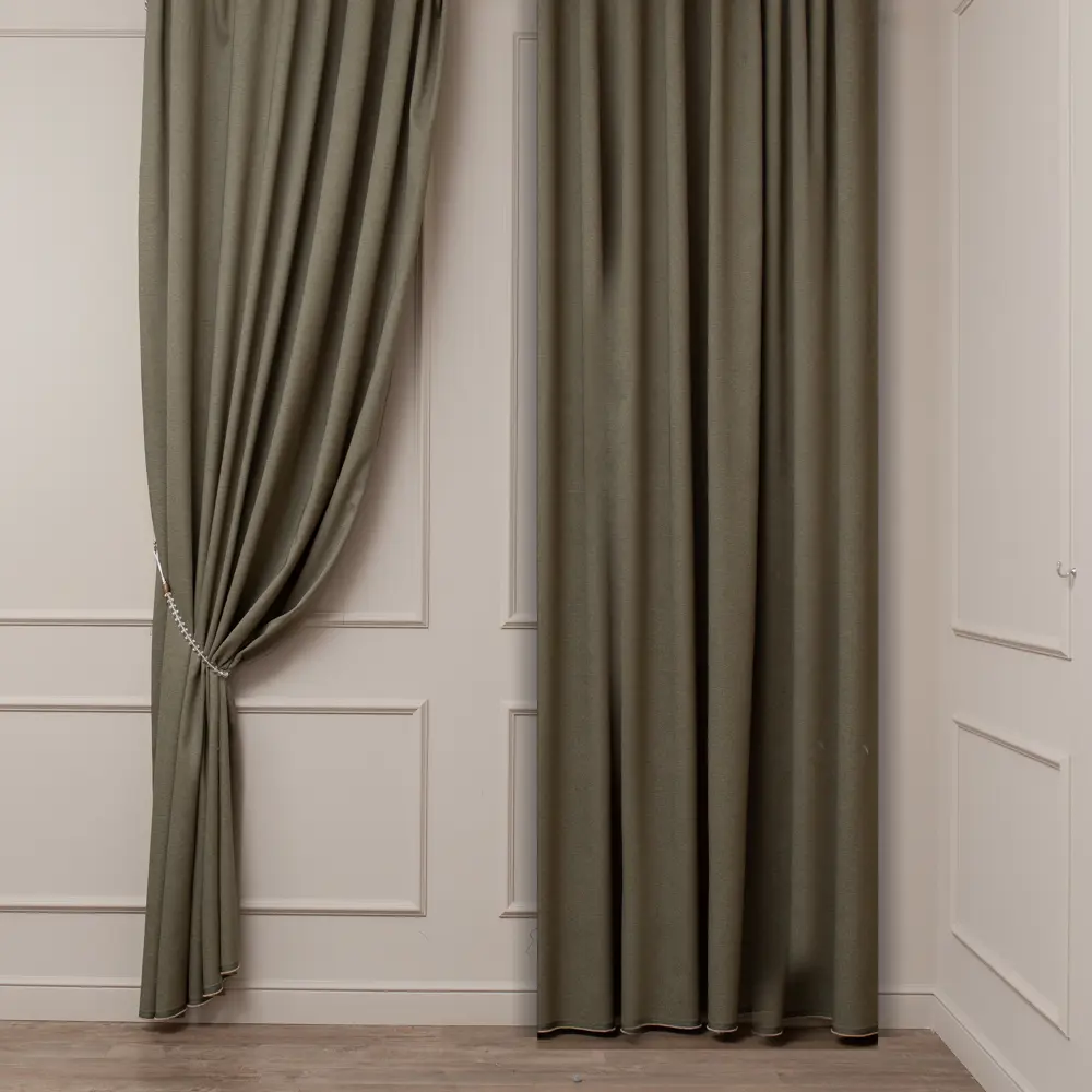 ЛТ ткань 1 п/м лен однотонный genevra оливковый 300 см TEX REPUBLIC STLM-2054510