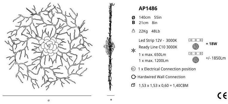 Serip Бра ручной работы из бронзы Coral Ap1486 - Вид №1