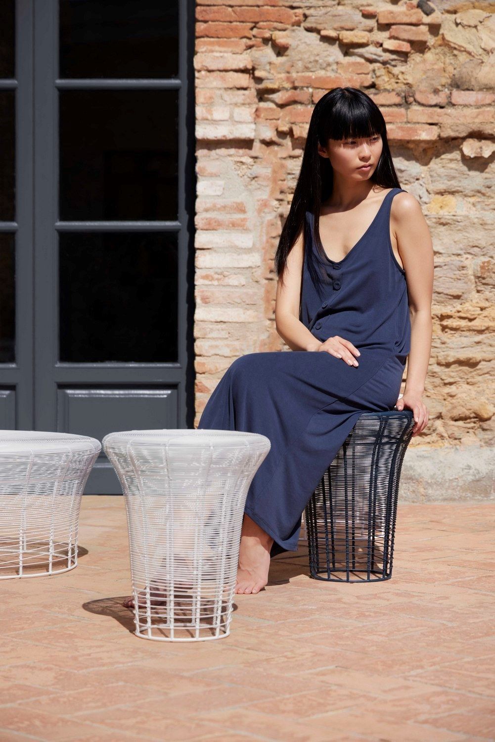 Из нержавеющей стали круглый низкий сад журнальный столик GANDIABLASCO Арам ARCH-00080197 - Вид №8