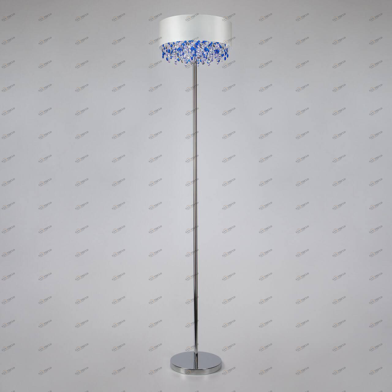 Торшер хрустальный на 3 лампы 165х35 см белый с синим Strotskis 01096/3 BOGATES ELISA 00-3889459 Белый;синий;хром