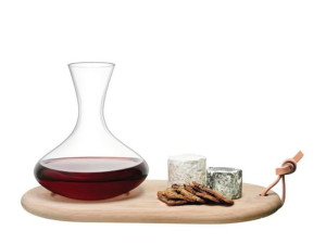 Набор графинов из дутого стекла и дубовой разделочной доски-1,4 л