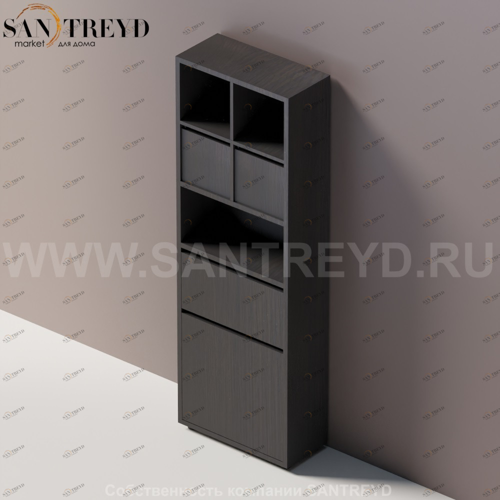 KONTE Шкаф с двумя дверьми и местом под ящики из черного дуба AMOB044RW Agape