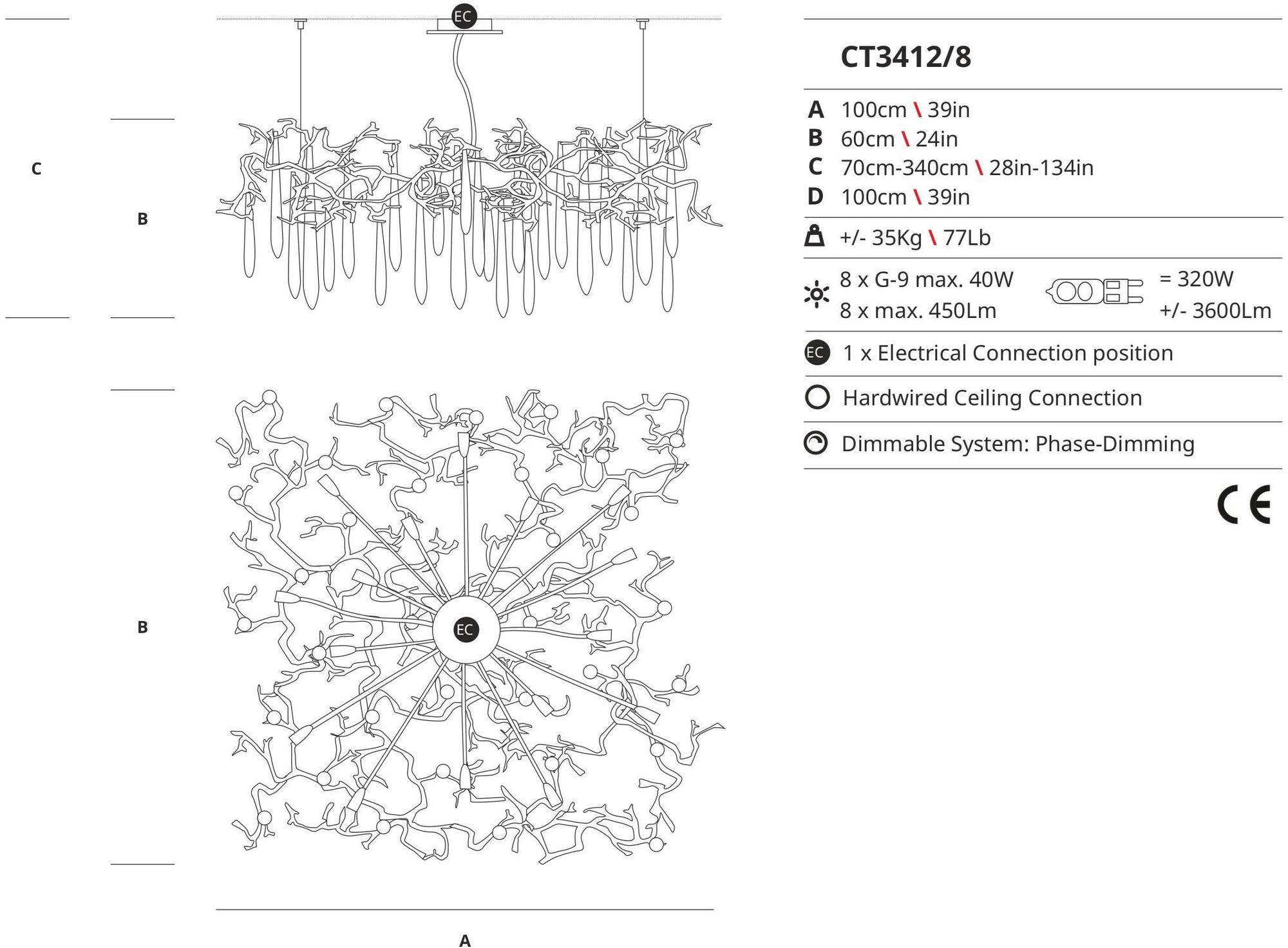 Serip Галогенный подвесной светильник из бронзы Aqua Ct3412/8 - Вид №2