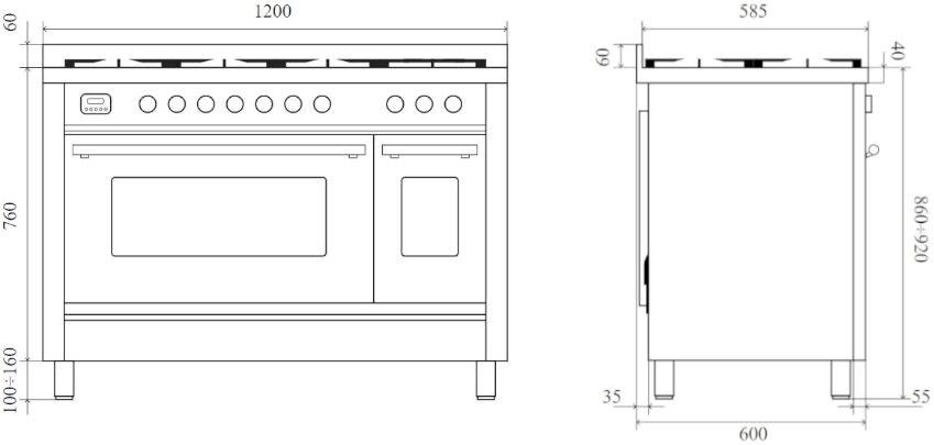 Ilve Отдельностоящая стальная кухня Professional plus P12w Santreyd  - Вид №20