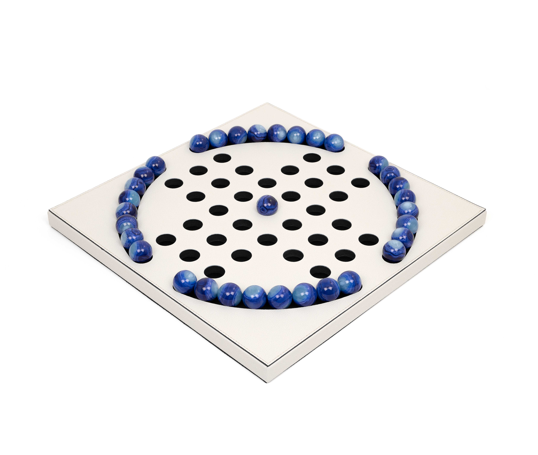 Пасьянс «Колышек» с синими пешками - 39X39XH2,5 см / зернистая кожа_лимон Pinetti 00.1033.029.095 - Вид №1