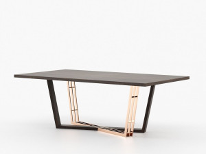Прямоугольный обеденный стол из нержавеющей стали и дерева