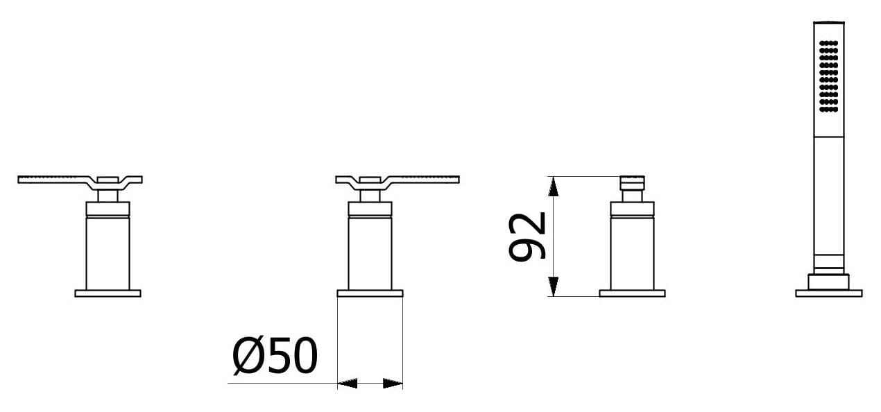Встраиваемый смеситель для ванны с 4 отверстиями и ручным душем IB Bold ARCH-00081508 - Вид №24