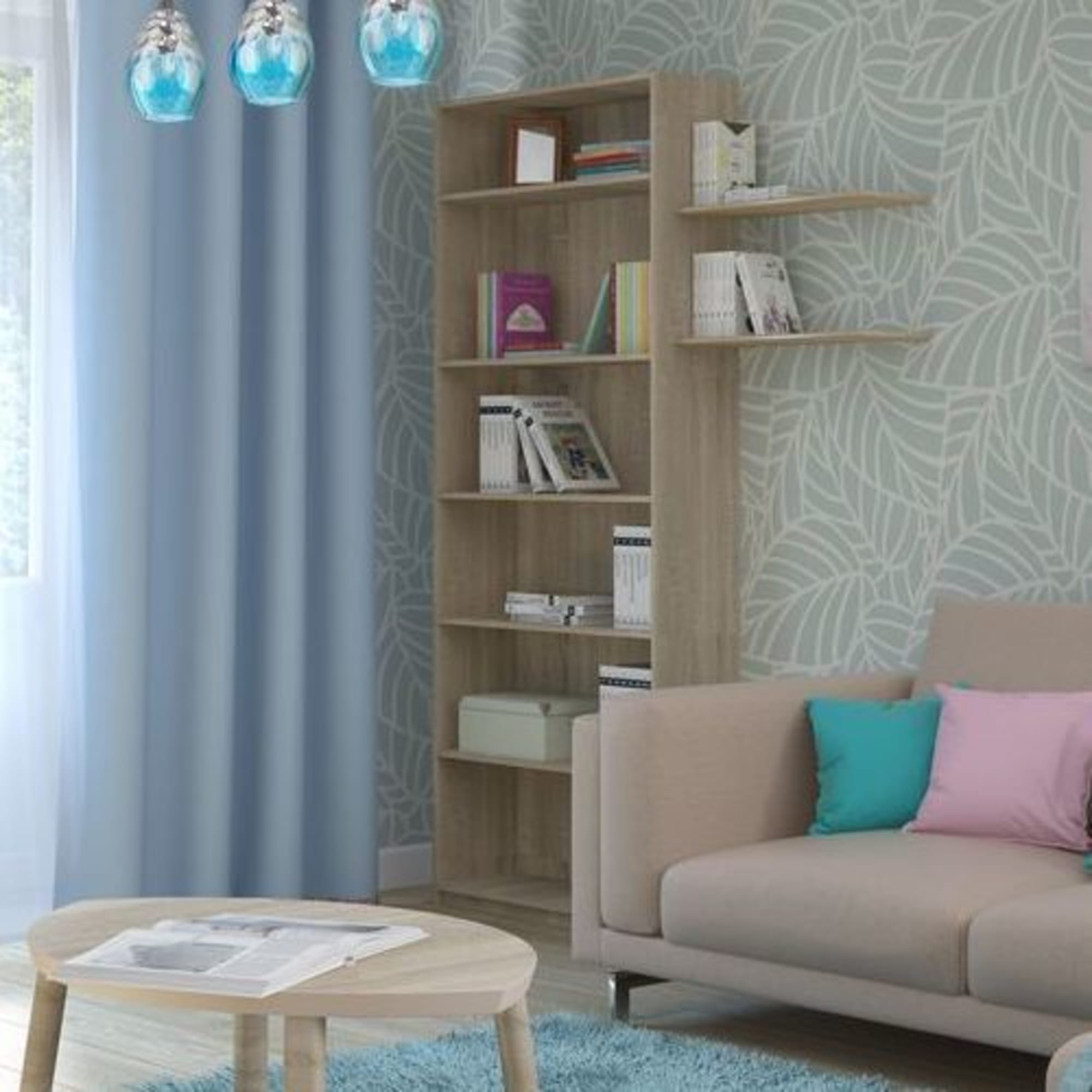 18142883 Стеллаж Кабуки 80x201x28 см, ЛДСП, цвет дуб сонома Santreyd  - Вид №5