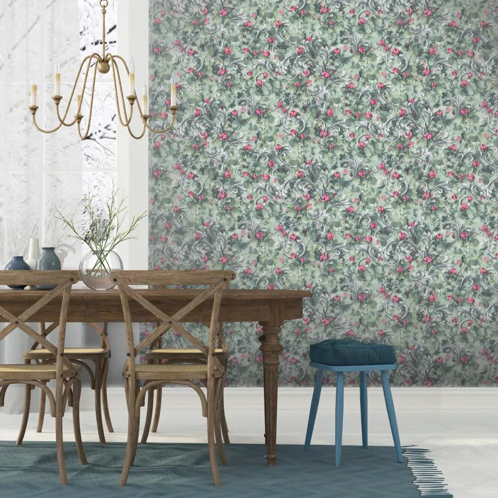Обои флизелиновые Euro Decor Rosalina зелёные 1.06 м 1159-09 82107825 STLM-2060619 - Вид №2