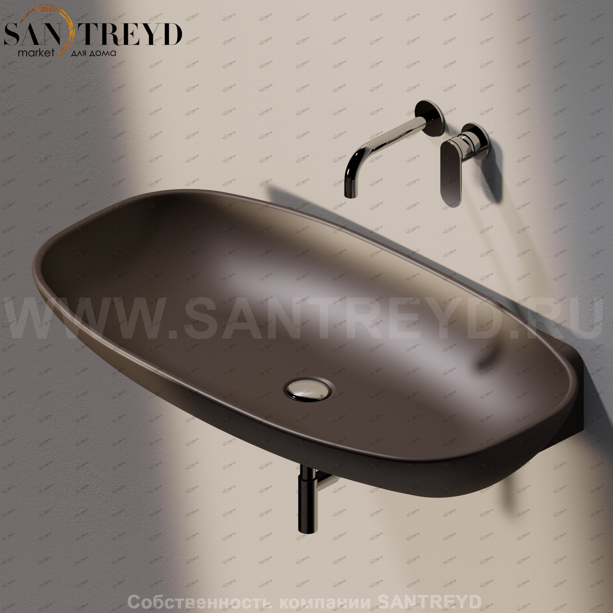 ND5082.7006 Подвесная раковина настенная прямоугольная Ceramica Flaminia Nuda черная