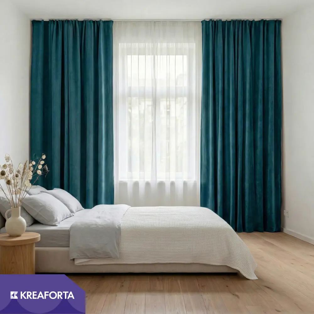 Штора на ленте KREAFORTA Manchester 200x280 см цвет бирюзовый 89401548 STLM-2101598  - Вид №10