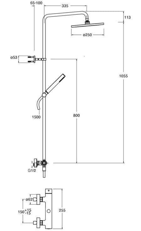Настенная душевая колонна с ручным душем CRISTINA Rubinetterie душевые колонны-Shower &amp ARCH-00142788 - Вид №2