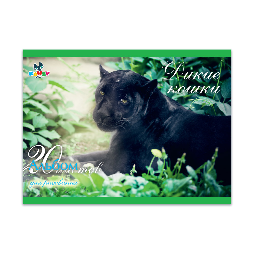 101034 Альбом для рисования "Дикие кошки" 100 г/м2 А4 21 х 29 см на скрепке 20 л. KNY 010103_4 KANZY 