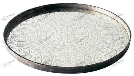 Ethnicraft Круглый поднос из дерева и стекла Classic 20310