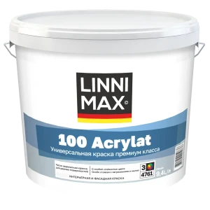 Фасадная краска LINNIMAX 100 Acrylat прозрачная 9.4 л - защита и долговечность 89379752