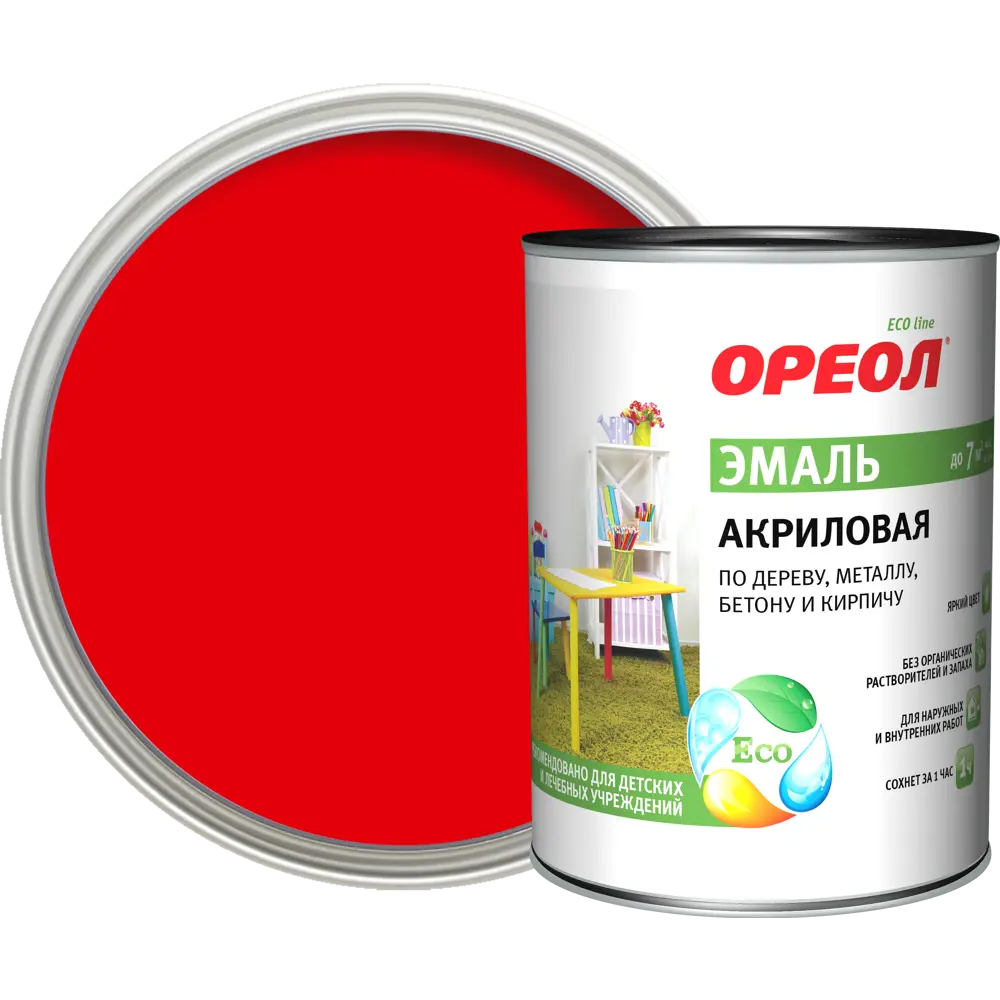 Эмаль акриловая Ореол глянцевая цвет красный 0.9 кг 84439797 STLM-2015289 