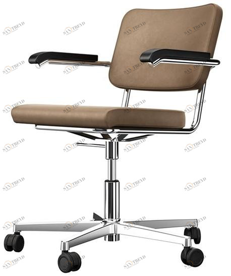 Thonet Мягкое 5-спицевое кожаное кресло с подлокотниками S 32 / s 64 sun-id-1388026