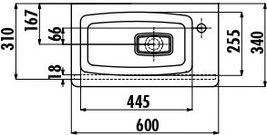 MY060-00CB00E-0000 Раковина MY060 мебельная (60см) Creavit  - Вид №1