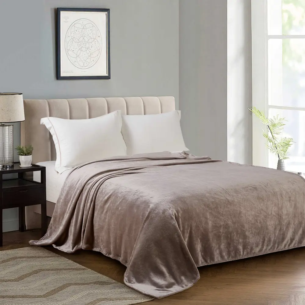 Плед 150x200 см микрофибра цвет серо-бежевый Santreyd Плед Микрофибра STLM-2140834 - Вид №4