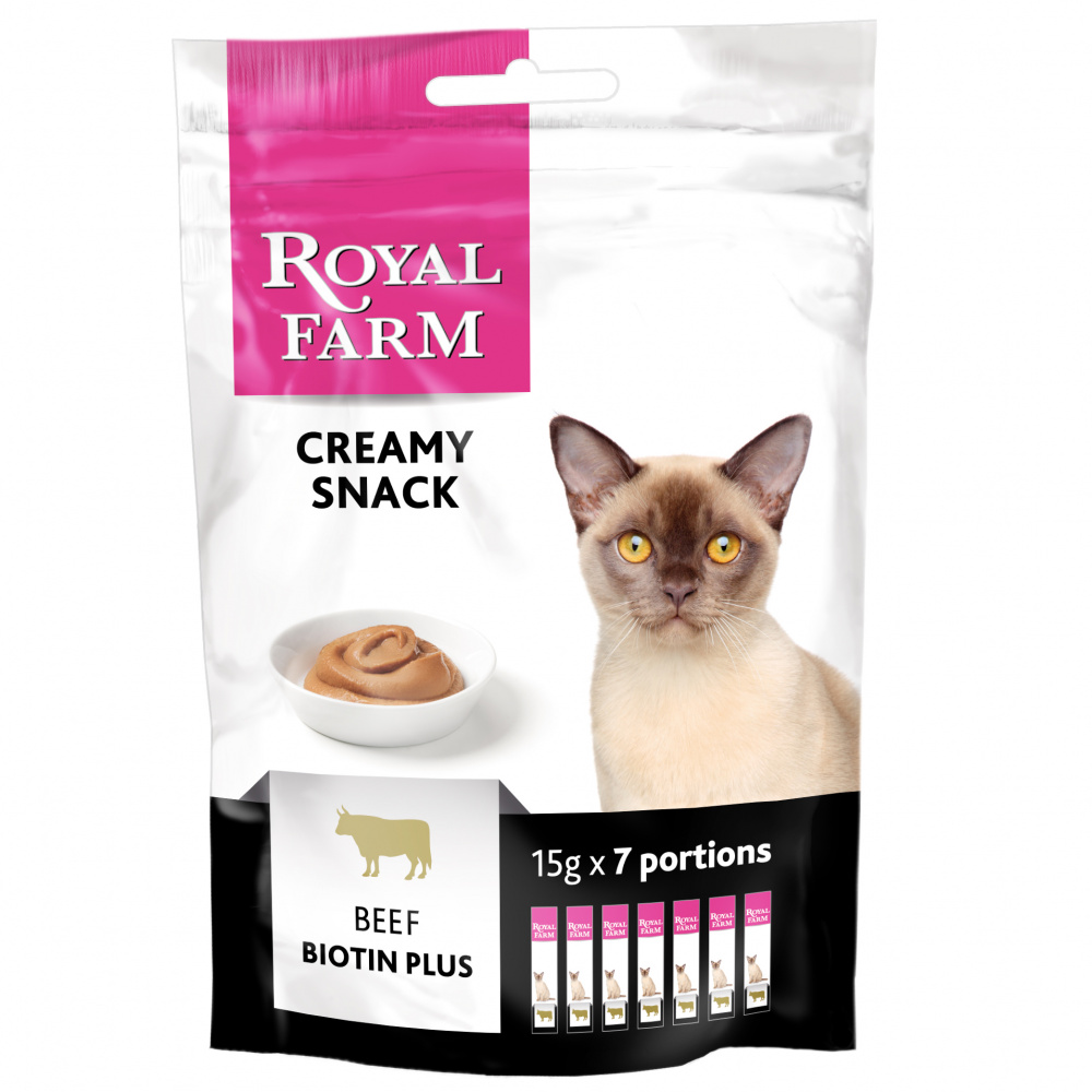 ПР0045324 Лакомство для кошек Creamy Snack с говядиной стики 7х15г ROYAL FARM 