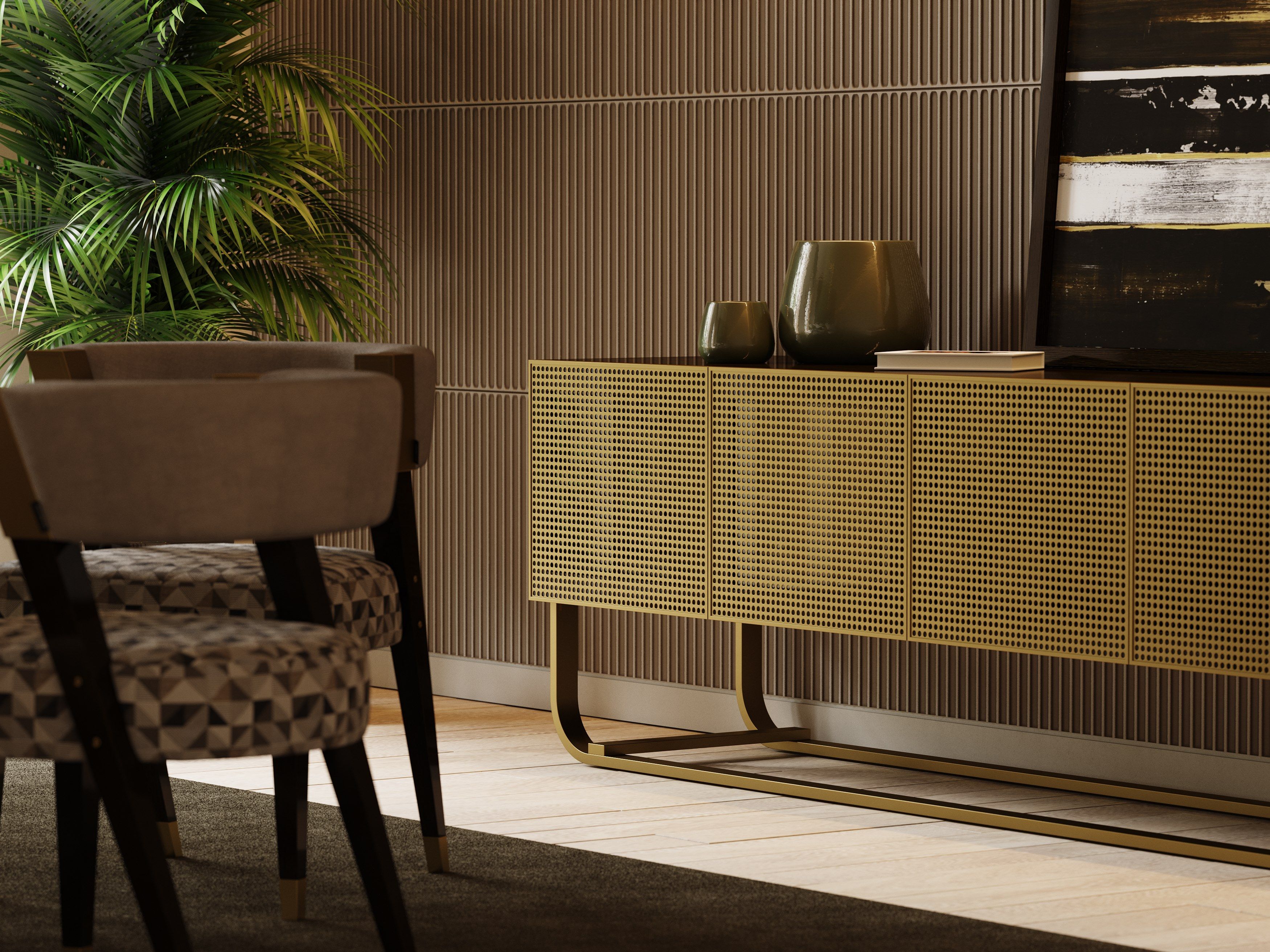 Латунный и деревянный шкаф с распашными дверями Stylish Club His &amp ARCH-00137659 - Вид №13