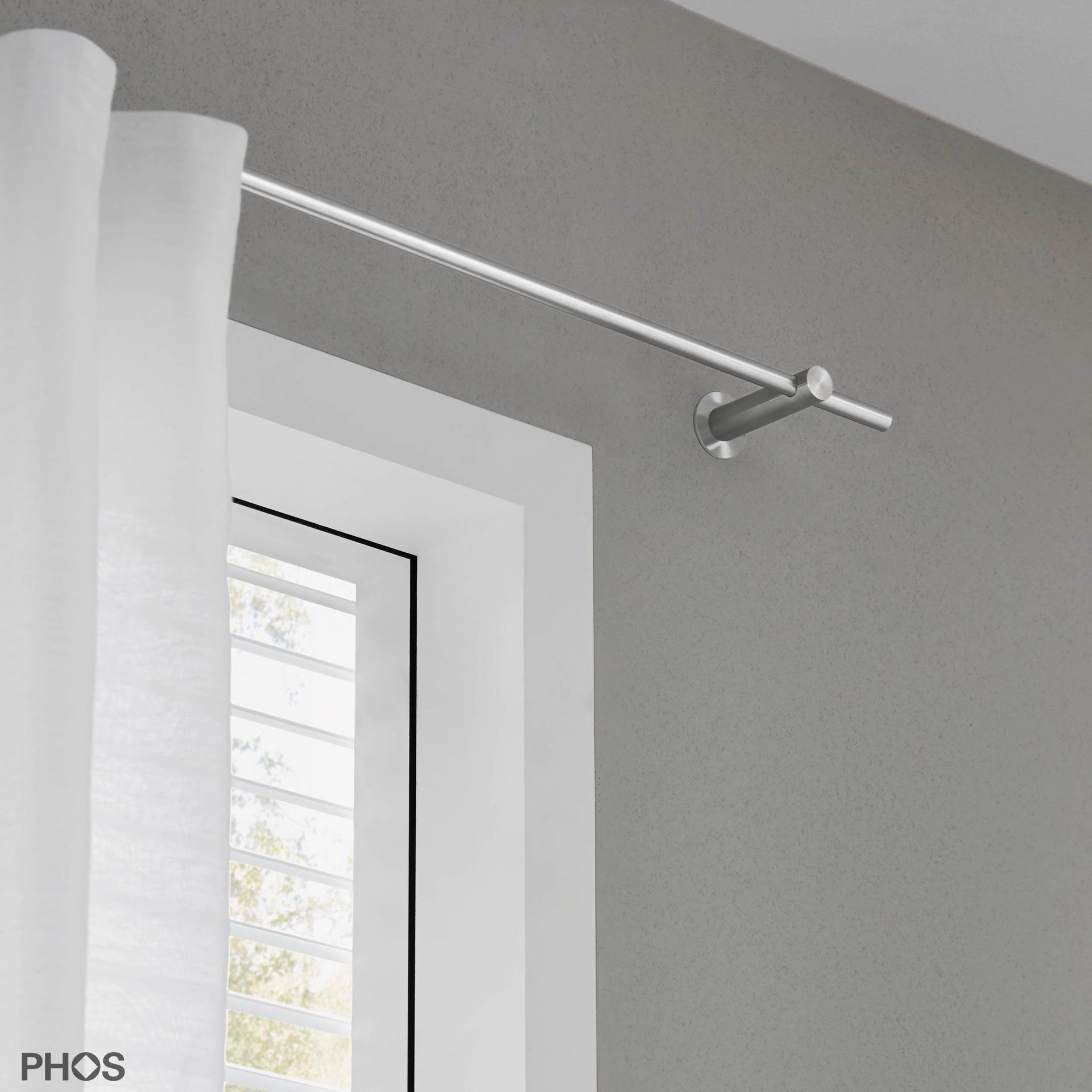 VS20-80-2200 Комплект карнизов: 220 см с 2 держателями и 1 держателем для карниза в качестве центральной опоры (недалеко от стены) PHOS  - Вид №1