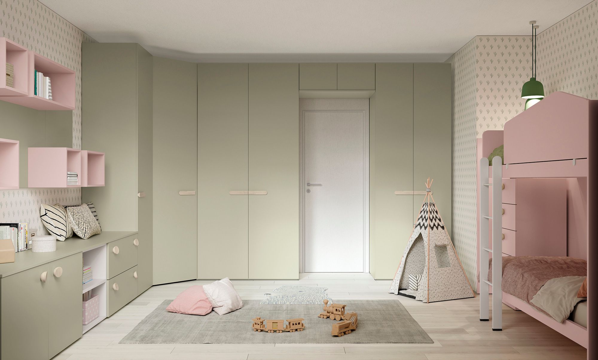 Деревянная спальня для мальчиков с двухъярусными кроватями Colombini Casa Golf 2021 ARCH-00152670 - Вид №1