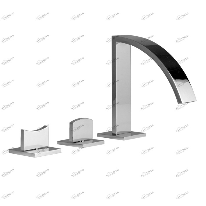 Палубный набор для ванны с 3 отверстиями 1/2 дюйма. Состоит из: 2 ручек и носика. Без аэратора. Расход 25,54 л / мин. при 3 барах.  Imagine NOKEN 100038842  CHROME