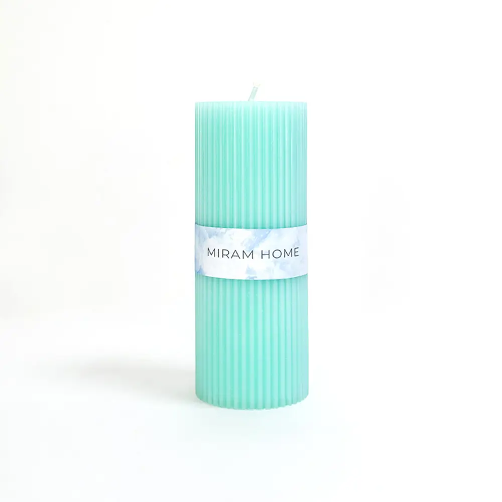 Дизайнерская свеча-столбик Santreyd Ribbed зеленый 15 см 89370285 STLM-0829637