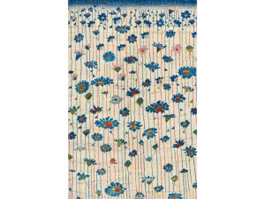 Прямоугольный шерстяной цветочный ковер