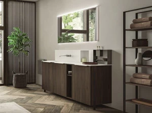 Cerasa Мебель для умывальника из меламина с зеркальными дверцами Cartabianca