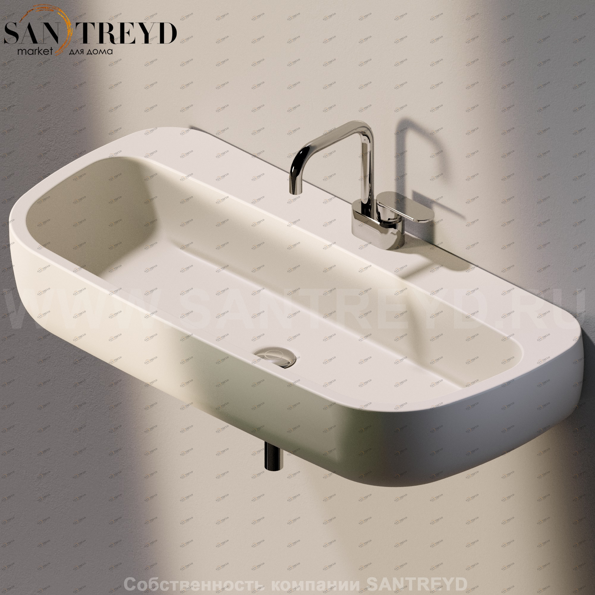 MN100L9003 Подвесная раковина настенная прямоугольная Ceramica Flaminia Mono бежевая