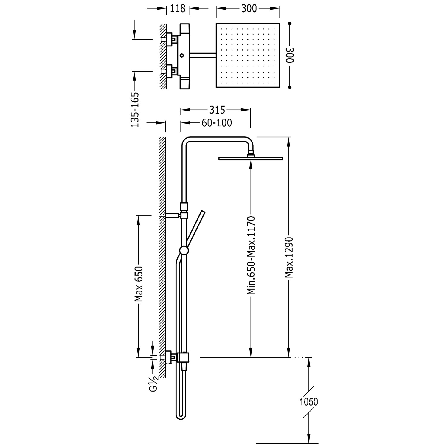 Двухходовой настенный термостатический смеситель для душа TRESMOSTATIC-00719501 TRES Thermostatic - Вид №1