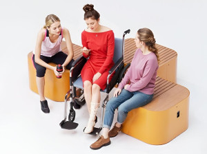 Скамья с 3 модулями только для сидения